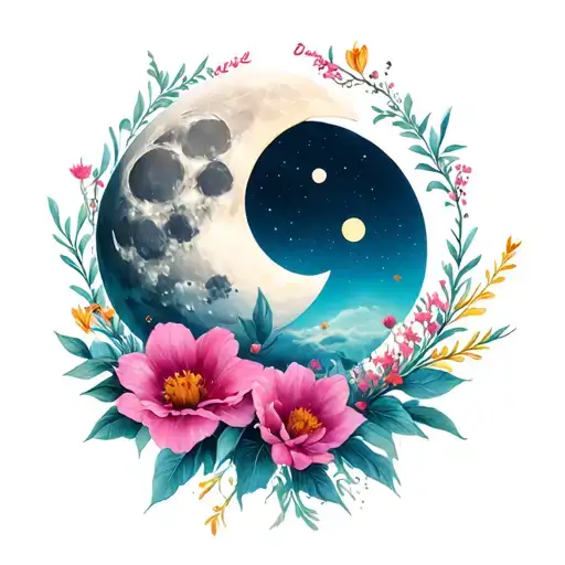 Moon And Flowers