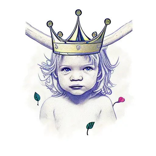 Kid Aries With A Prince Crown With A Leaf Background