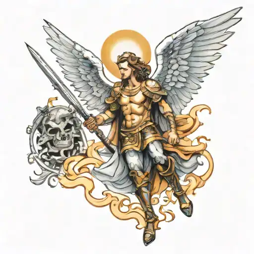 Archangel Saint Michael Killing Demon