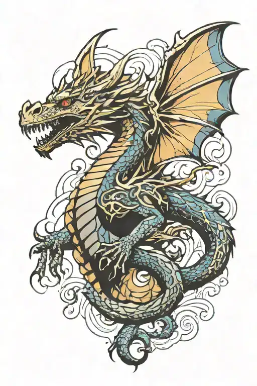 Minimalist Dragon Flying