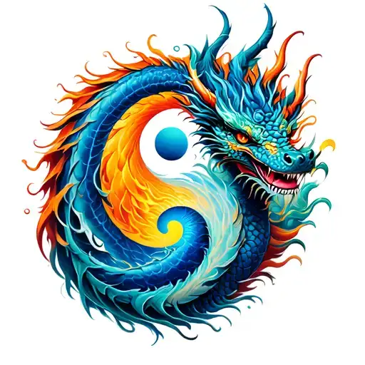 Phoneix And Dragon Yin And Yang