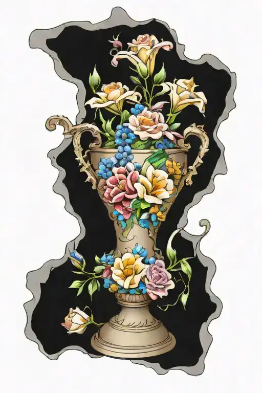 Broken Vase Full Of Flowers