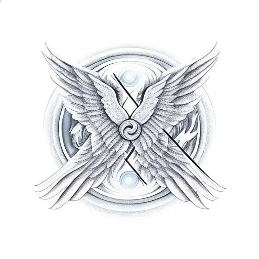 Yin Yang Angel And Devil Wings In The Form Of Bow And Arrow