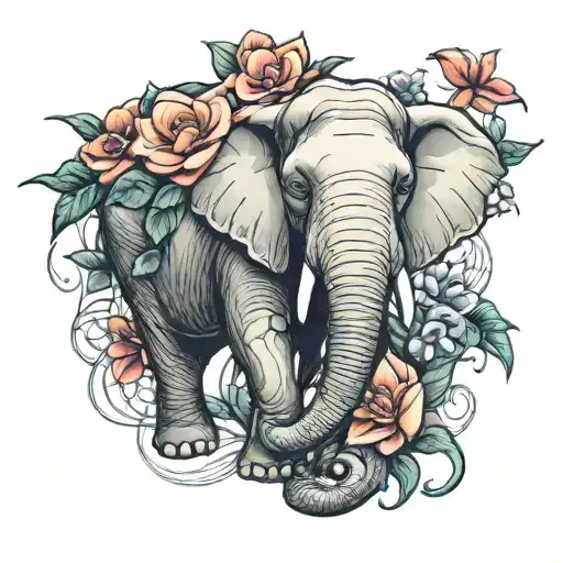 Elephant And Gardenia Flower