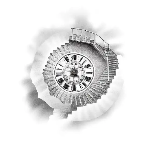 Stairs Going Up To A Roman Clock Heaven