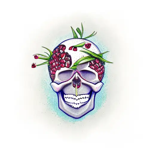 Skull With Pomegranate In Mounth