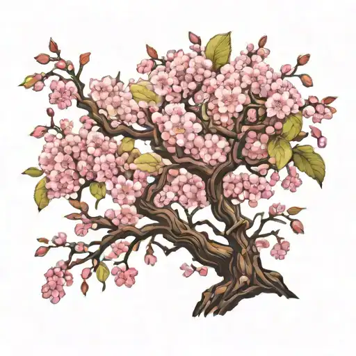 Cherry Tree With Pink Leaves Growing