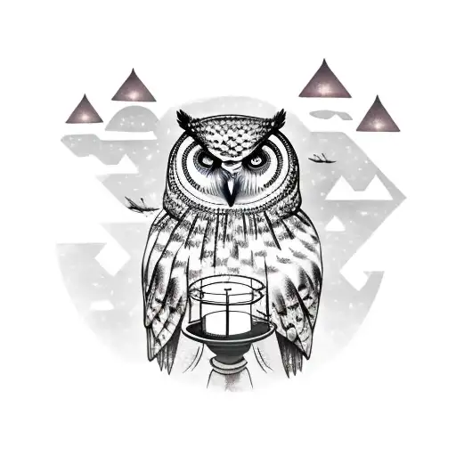 Nordic Owl Holding Lantern
