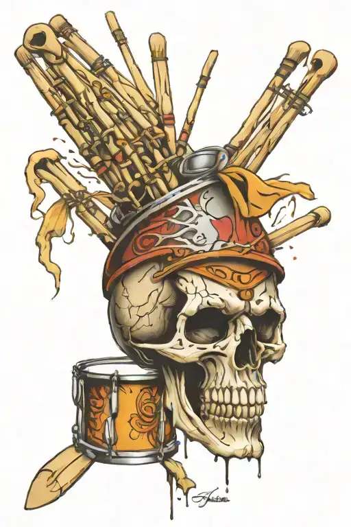 Drum Sticks Skull Face