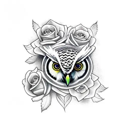 Owl And Roses