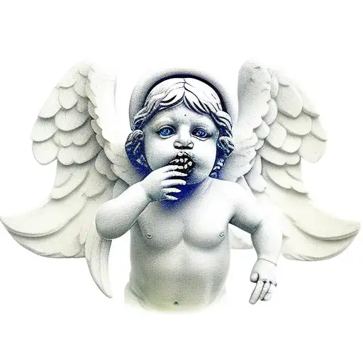 Cherub Angel Statue Covering His Mouth With His Hand