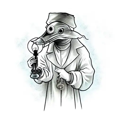 Plague Doctor Holding A Lantern That's Actually An Aquarium With Fish