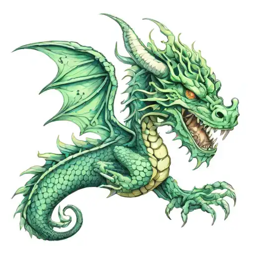 Pthalo Green Dragon Breathing Fire