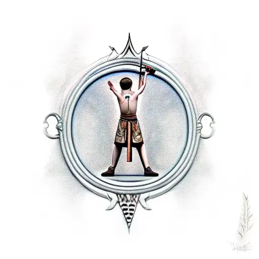 Feminine Guy Priest With A Spear Cries Surrealism