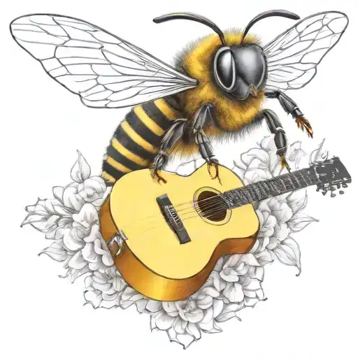 Bee Flying On Scateboard Playing Guitar