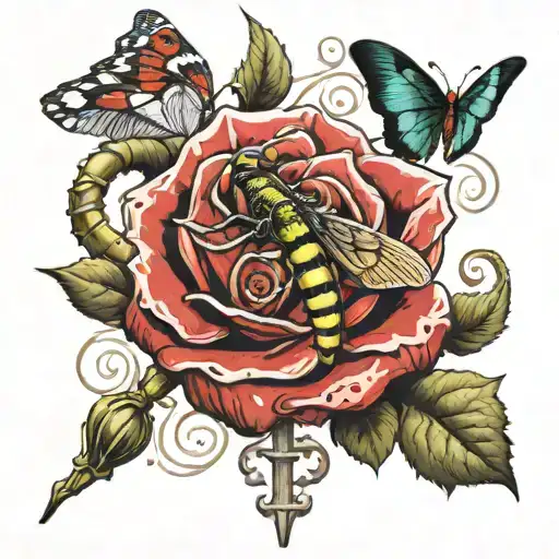 Red Rose Cross Betterfly Snake