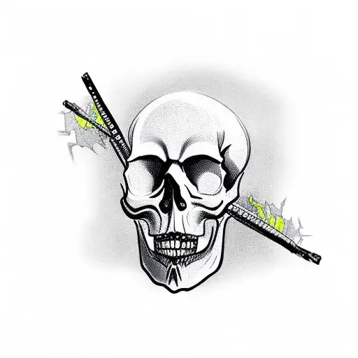 A Skull With A Cop Car In It's Mouth