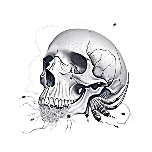 Skull And Bugs And Fire