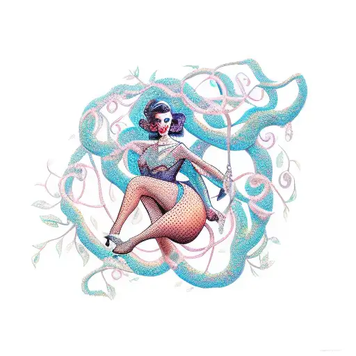 An Elegant Woman Swinging On A Vine With A Backdrop Of The Sydney Opera House