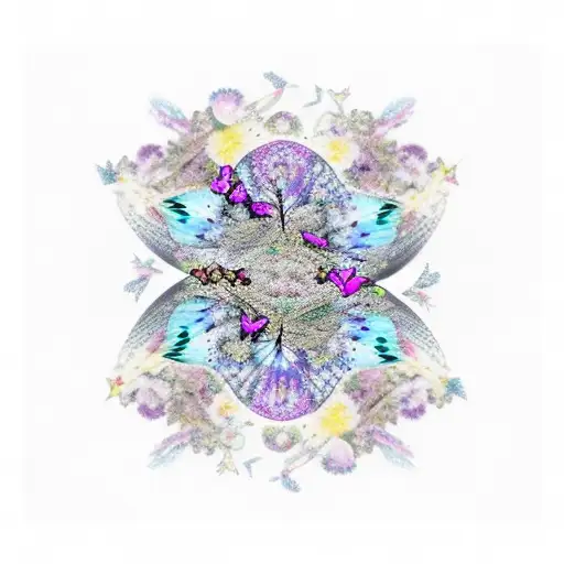 Butterfly Fading Into Roses Patterns Running Down Bleeding Beeing Swallowed Up By Space Stars