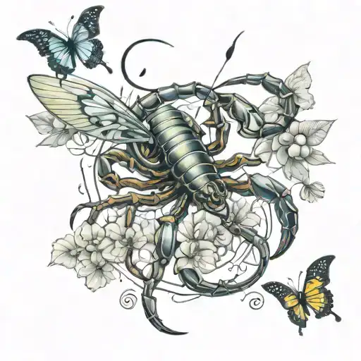 Scorpion With Butterflies Flying