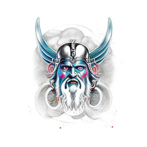 Odin Abriendo Los Brazos Con Una Espada