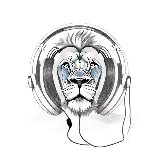 A Lion With Headphones