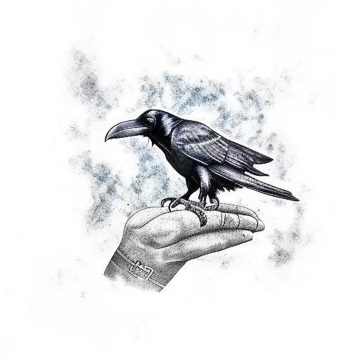A Raven Holding A Key To Unlock The Mysteries Of The Universe