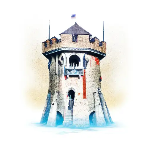 A Really Broken Tall And Thin Single Medieval Guard Tower