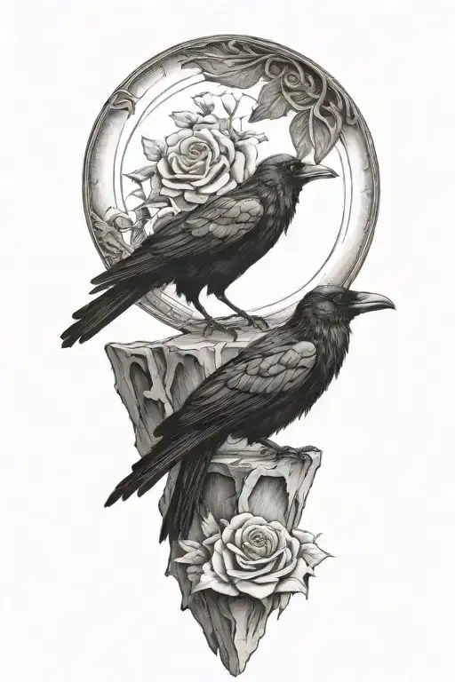 Black Rose Raven Perched On A Stack