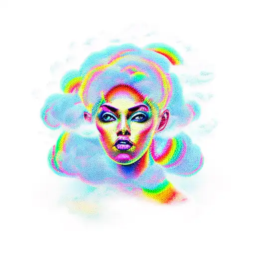 Full Body Girl Storm Cloud Head Book Rainbow