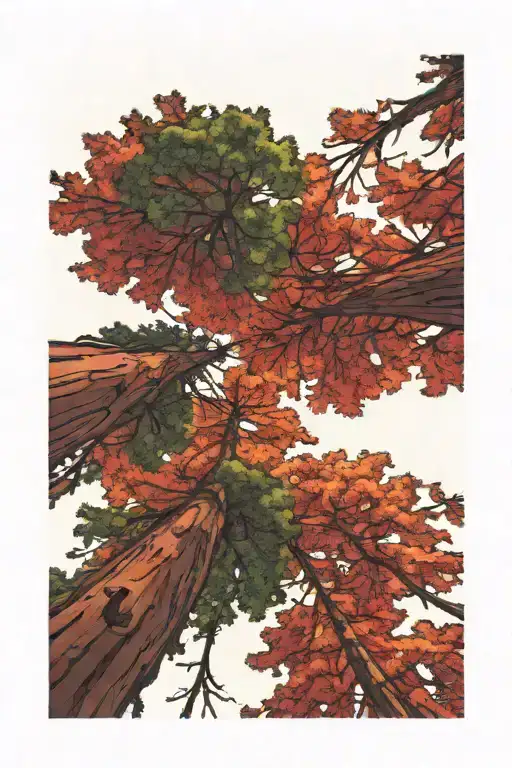 Redwood Forest Looking Up From Ground