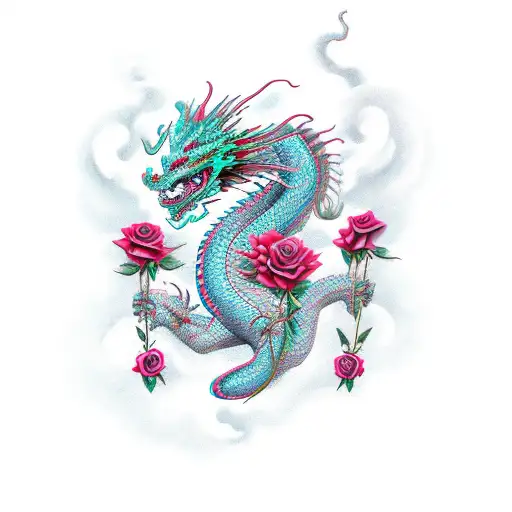 Dragon With Roses