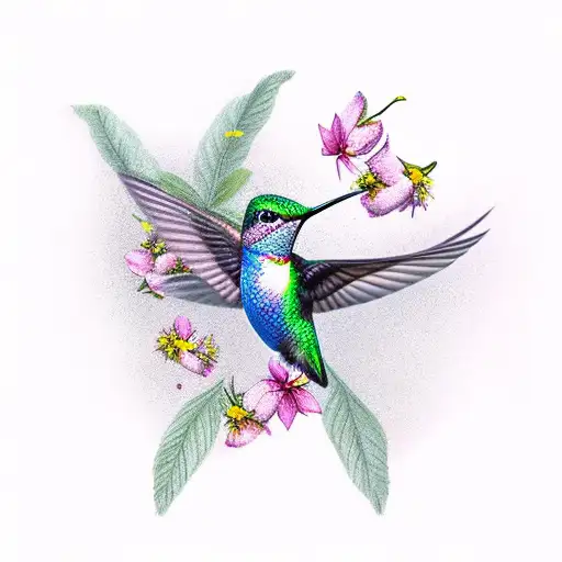 Hummingbird And Cherry Blossoms