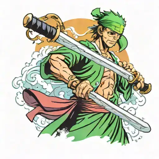 Zoro From One Piece Holding A Katana Sword That Is Also A Metal Detector