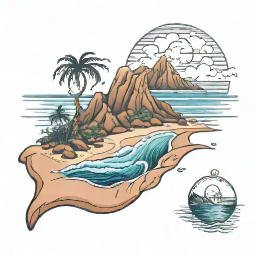 East Coast Beach Scene Mixed With Appalachian Mountain Scene