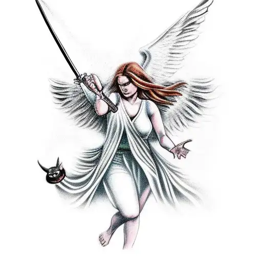 Biblically Accurate Angel Fighting A Demon