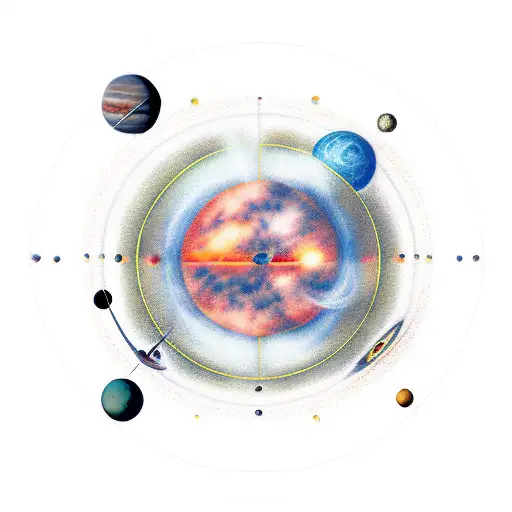Planets Of Solar System In A Straight Line With Gaseous Clouds Behind It