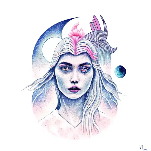 Moon With A Girl On It And The Name Luna