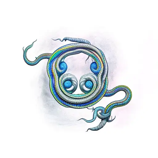 A Realistic Portrait Of Jormungandr Coiling Around The Client's Arm