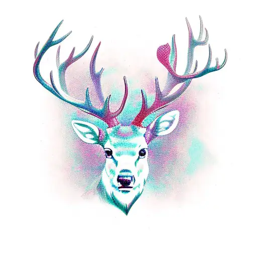 Stag In A Fine Line Style