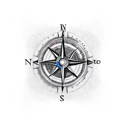 An Intricately Designed Compass With Viking Symbols And A Gun Barrel As The Needle