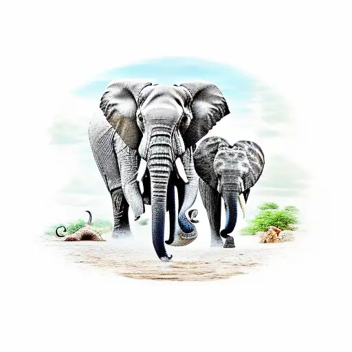 Elephant Protecting Family