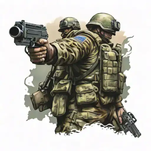 Soldier Standing Gun Made