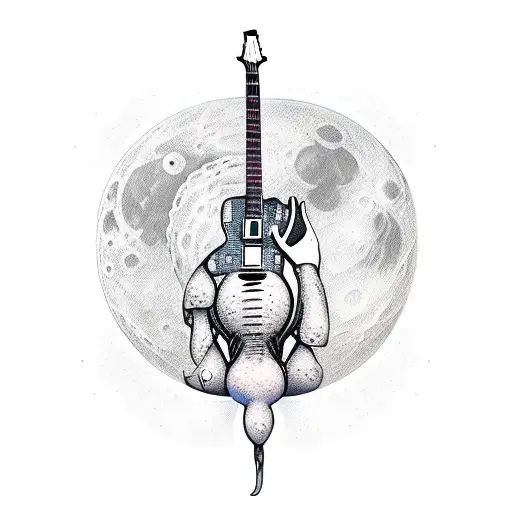 Alien Playing Guitar On The Moon