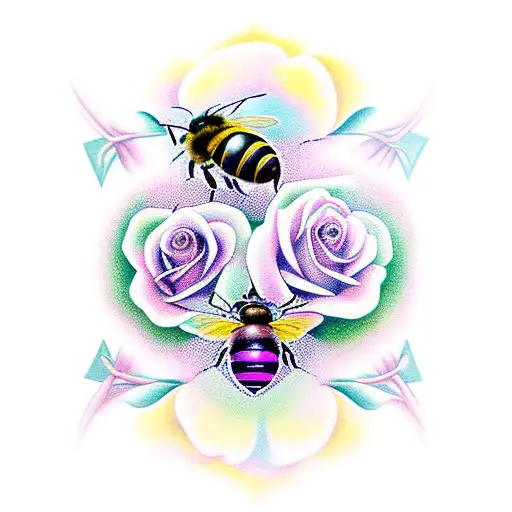 2 Bees And Rose