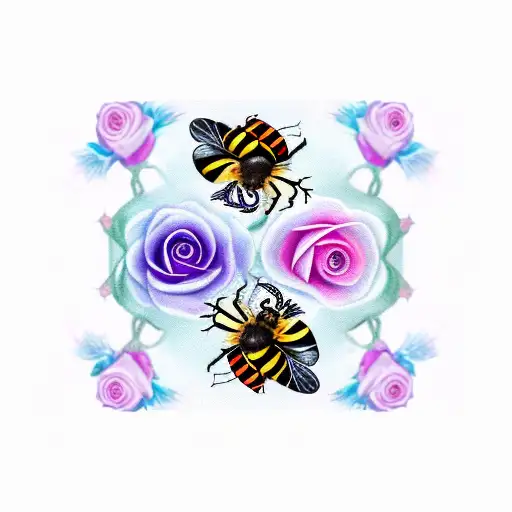 2 Bees And Rose