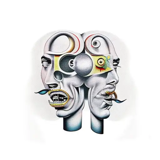 Double Bicep Tattoo Including Shoulders In The Style Of Salvador Dali