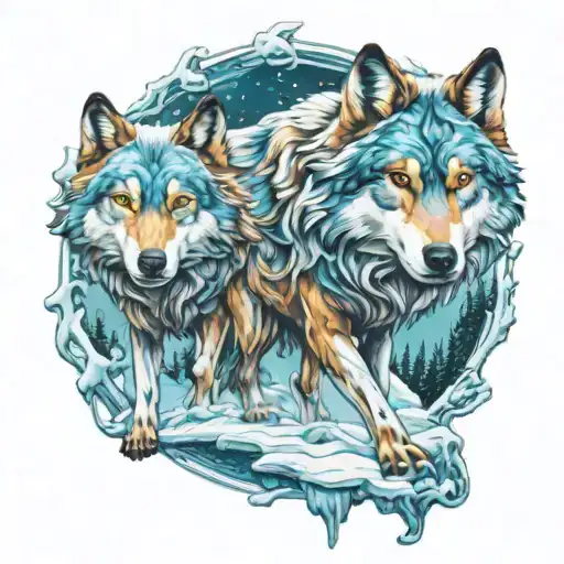 Wolves Forest Winter Ice
