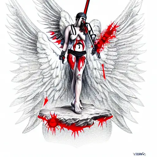 Angel Of Death With Two Red Eyes Holding Sword